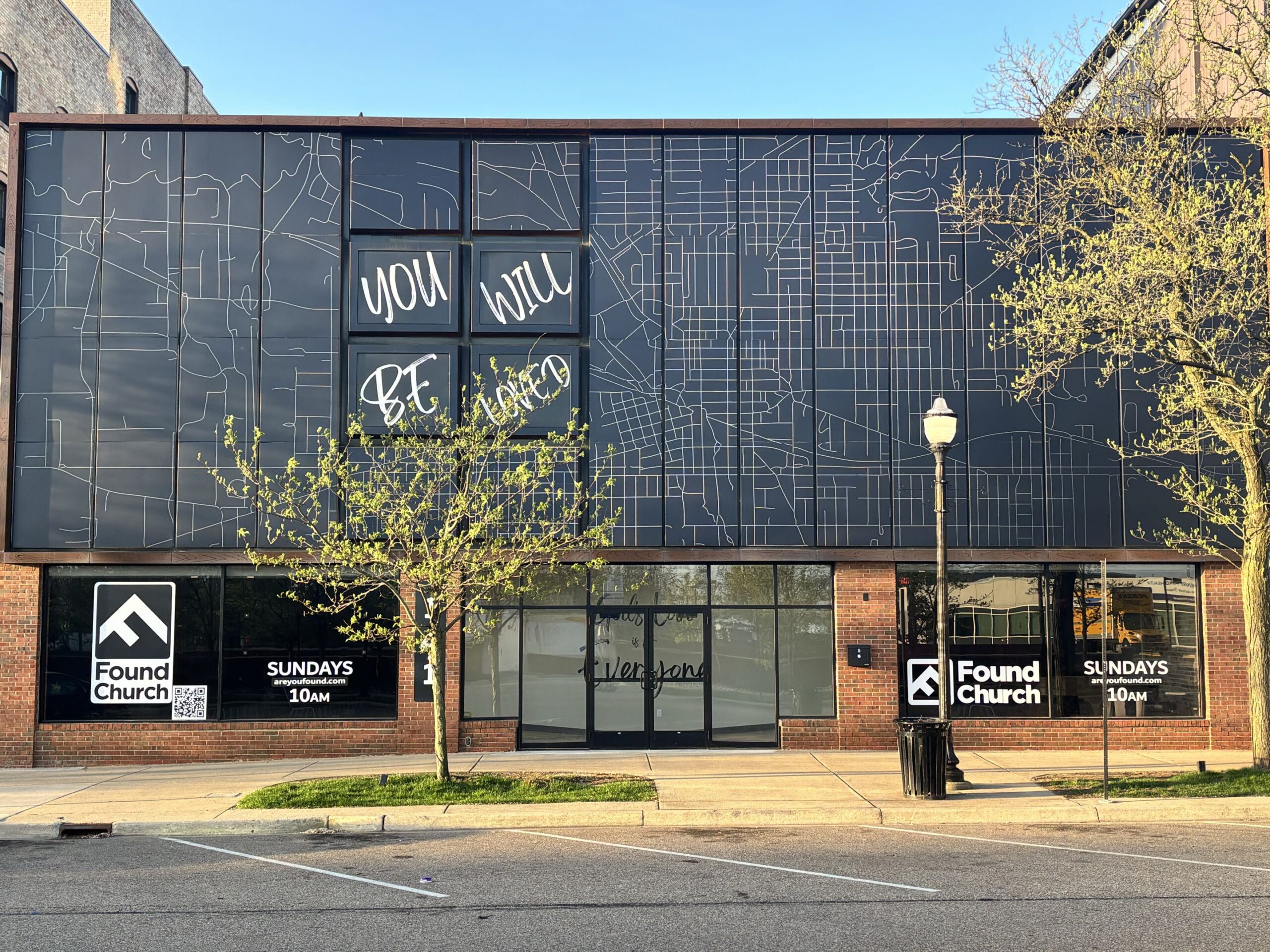 The Michigan Ave. entrance of Found Church in downtown Jackson
